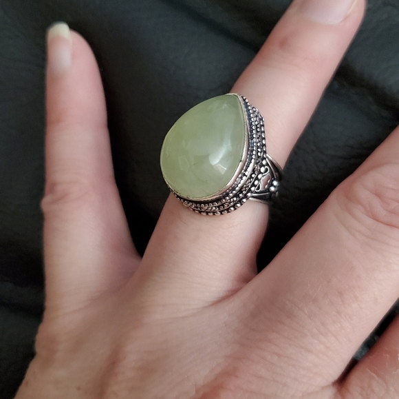 New Moss Prehnite 925 Silver Ring. - Picture 10 of 12